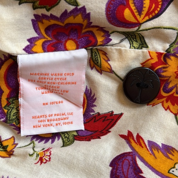 Hearts of Palm Black Embroidered Jacket Tropical Floral Boho Button Up Cotton 14 - Picture 15 of 16